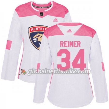 Florida Panthers Hockeydrakt James Reimer 34 2017-2018 Hvit Rosa Fashion Adidas Authentic - Dame